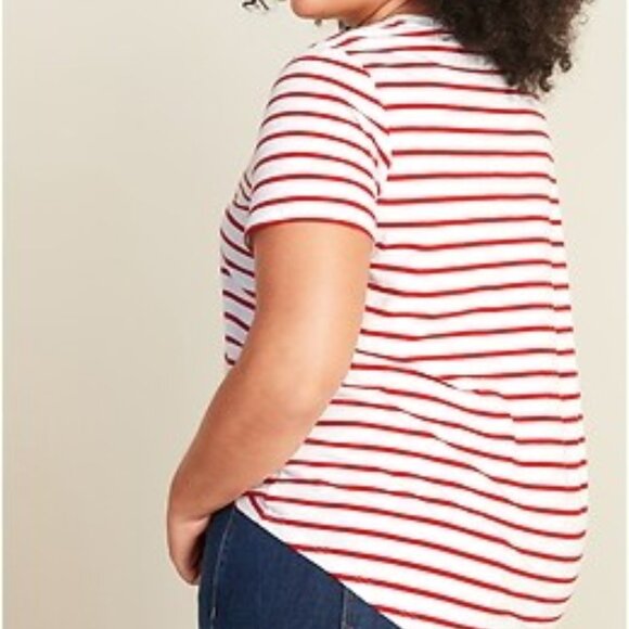 Old Navy - EveryWear Short Sleeve V-Neck Slub Tee | XS: Red White Mariner Stripe - Picture 8 of 10